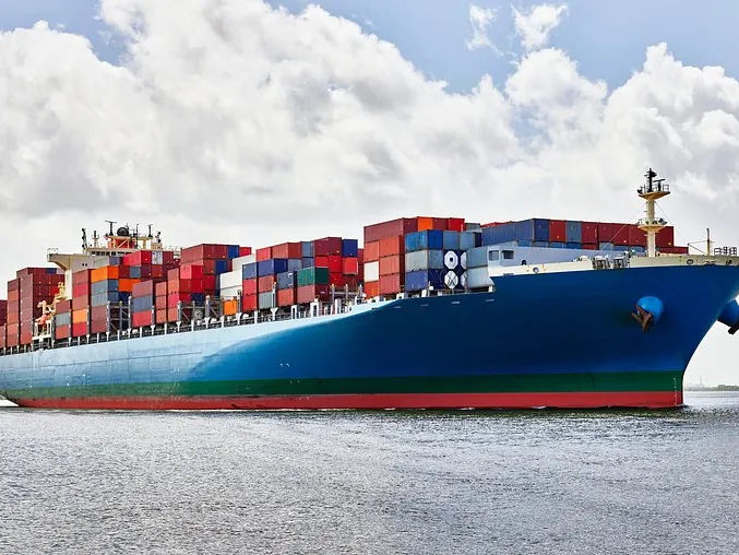 Container ship loaded with cargo